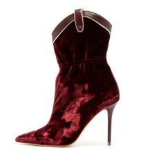2019 Customize Sexy Womens Velvet Pointed Toe High Heel Elastic Ankle Boots